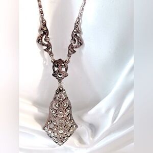 Antique Art Deco Sterling Silver Necklace Germany Marcasites Edwardian Vintage